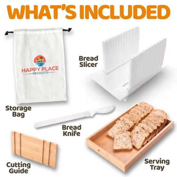 Wooden Bread Slicer with Anti-Slip Silicone and Super Stable Base Handmade Wood Cutter