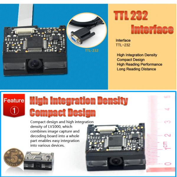 LV1000 1D OEM Barcode Reader Module CCD Embedded for Handheld Device