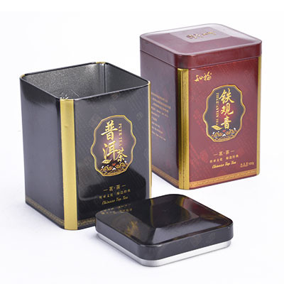 90x90x95mm Square Airtighted Metal Tea Coffee Tin Canister With Double Lid