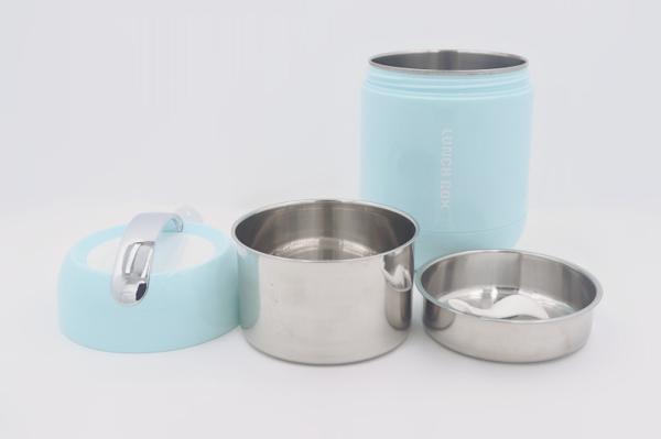 1L Custom logo vacuum lunch box with compartments stainless steel portable jar