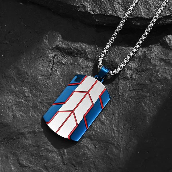 High Quality Stainless Steel Dog Tag Pendant Necklace Jewelry Black Square Pendant Necklace for Men