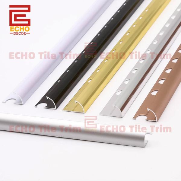 Bathroom Decorative Aluminum Tile Trim Round Black Tile Edge Trim