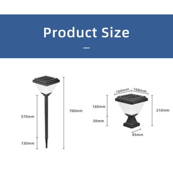Outdoor Waterproof IP65 Post Lighting Garden Spike Led Gate Solar Pillar Light with ABS
