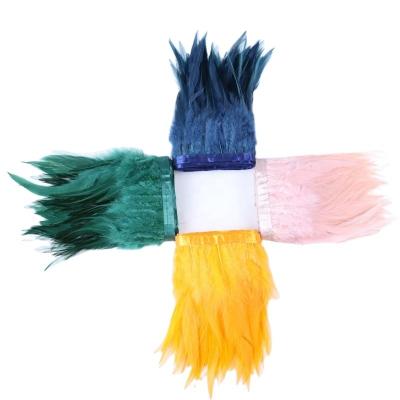 Faixa de estação Hackle Saddle Feather Fringe Trim com padrão tingido Feather Goose