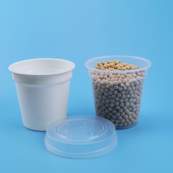 Tasses en plastique écologiques de sauce à FDA 450ml pp avec des couvercles