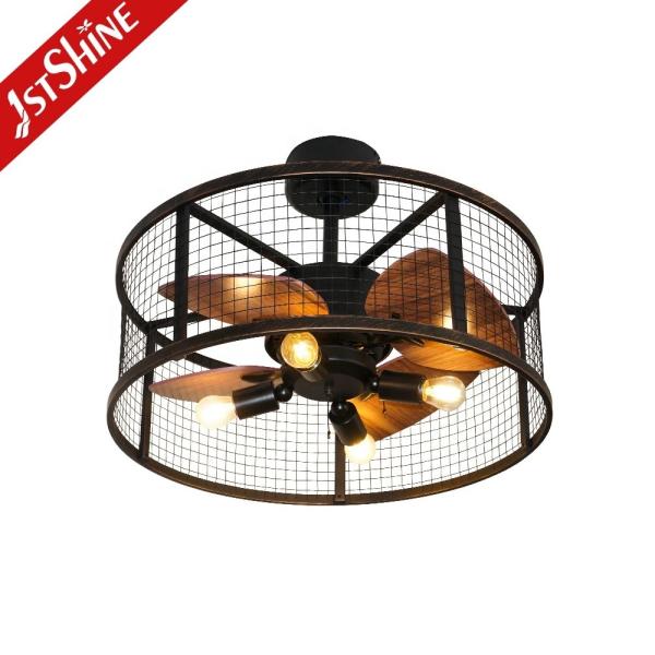 20 polegadas pequeno ventilador de teto de quarto com MDF leve lâminas de metal gaiola controle remoto