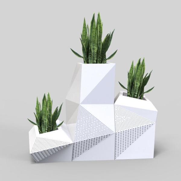 40cm Tall Polygon Stainless Steel Pot Planter Set Surface Paint Or Electroplate