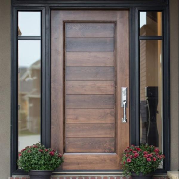 Exterior Teak Wood Single Main Door Designs , Modern Wooden Carving Door Designs