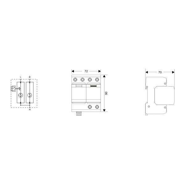 Противомолниеносное устройство типа 1 1P+NPE IP20 IEC61643-11