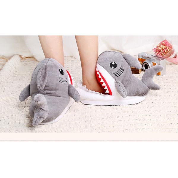 Y-Z Winter Cartoon Animal Soft Warm Fuzzy Shark Shoes Funny Fluffy House Indoor Floor slippers