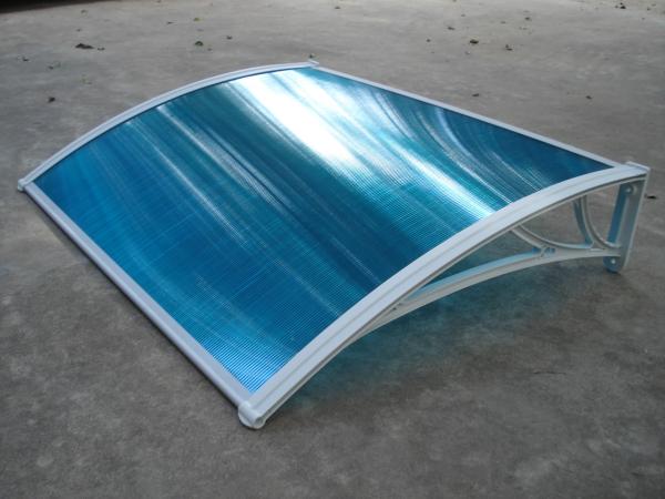 Plastic Canopy with Blue PC Sheet Sail Finishing Awning Bracket
