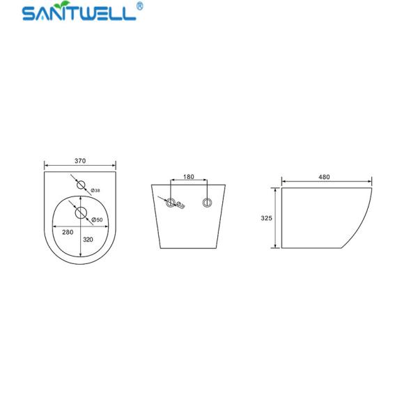 White Wall Hung Bidet Bathroom WC pan 480*370*325 mm size Floor mounted bidet SWJ0331