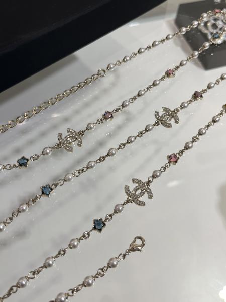 Colorful Crystal Star Double C Pearl Pendant Necklace 70-80cm Length Versatile Design