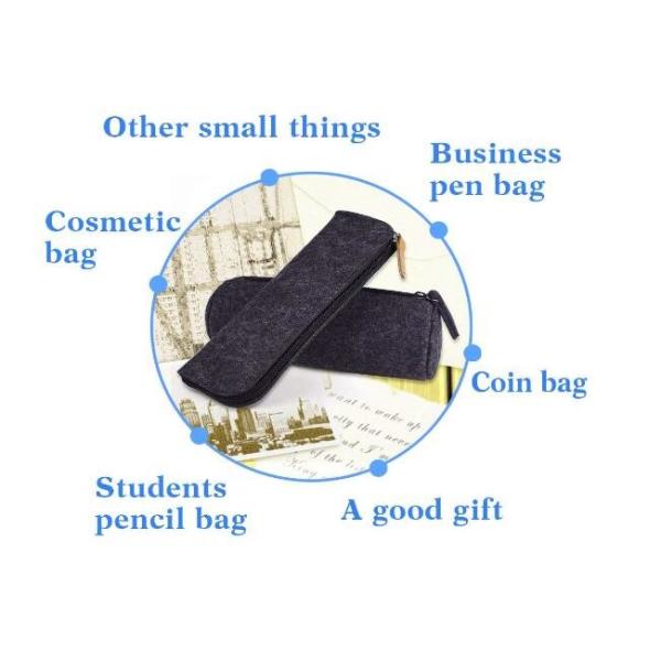 Dark Gray Felt Zipper Pencil Bag For Middle Schoolers Multi Use High Strength