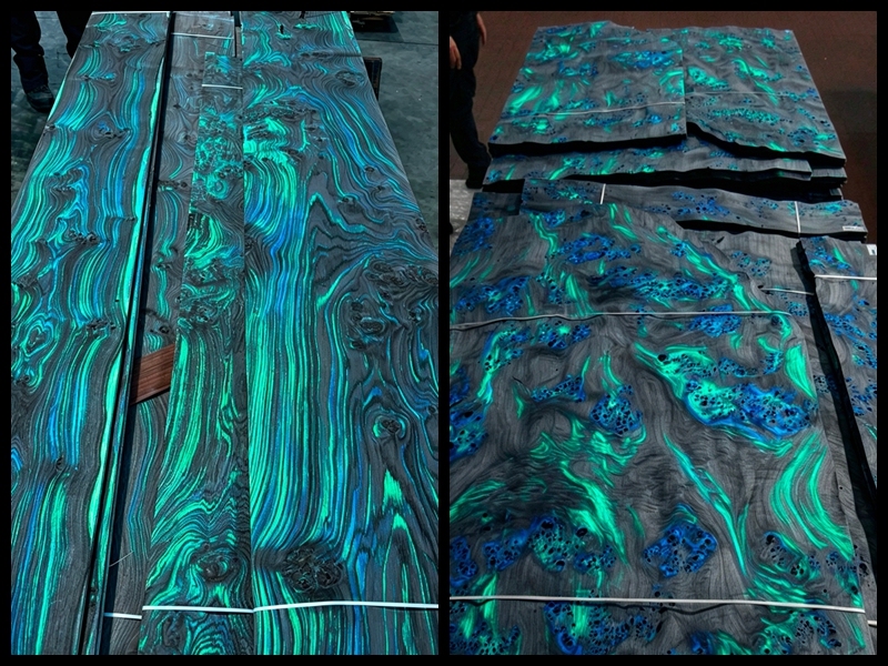 Plant Dyed Eco-Friendly Natural Wood Veneer, Iridescent Colorful Decorative Wood Veneer for Furniture, Cabinet & Interior Wall Decoration
