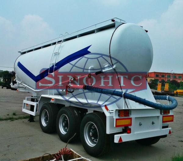 40m3 Powder Cement Tanker Trailer , 6 / 12 Tyre Heavy Duty Cement Bulker Trailer