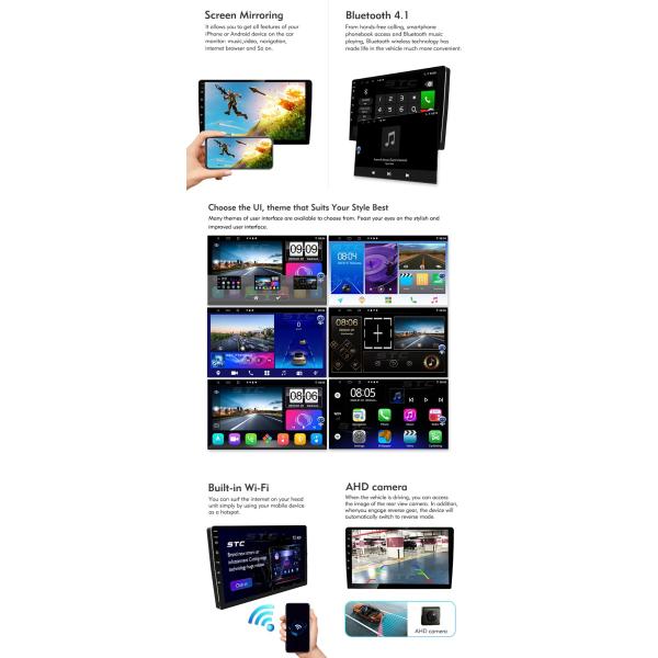 2 jugador de Android del coche del dinar 2+32g jugador universal de Android del coche de Mirrorlink de 9 pulgadas