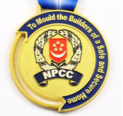 Swimming Medal Round Donuts Shape Medal Antique Cooper Medal with Hollow out Through Ribbon for Government