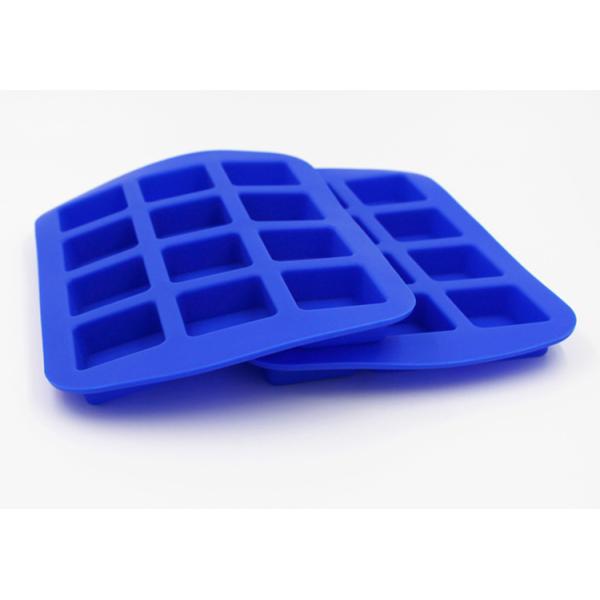 Durable Blue Flexible Ice Cube Trays , Tasteless Personalized Silicone Ice Cube Mold