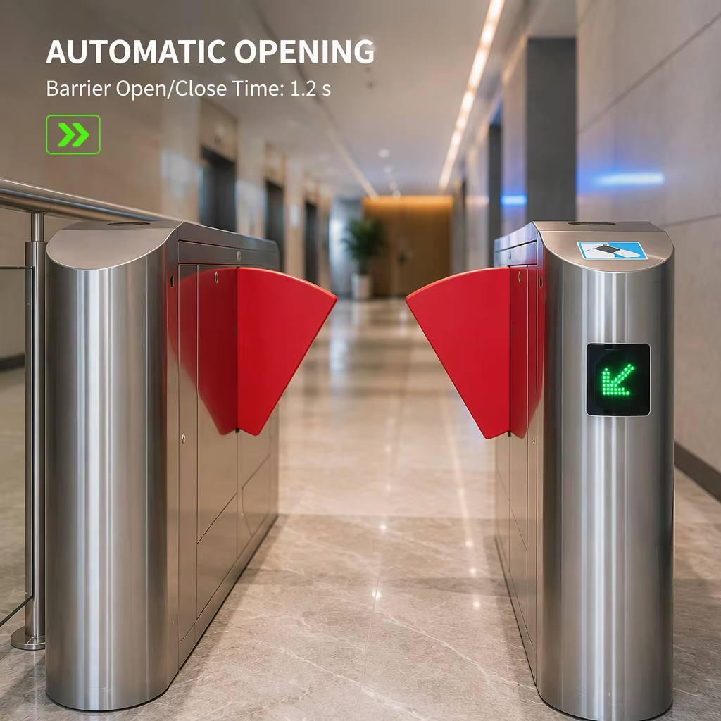 Adjustable Opening Speed NFC RFID Card Flap Barrier Turnstile Pedestrian Access Control