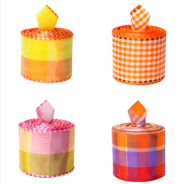 Polyester Gingham Ribbon 38mm Wide Plaid Ribbon for Gift Wrapping Hair Bows and Craft