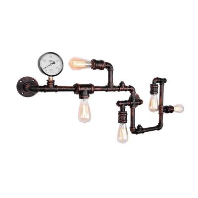 Water Pipe Style Wall Light Lamp Retro Bulb Wall Lamp In Rust Finish