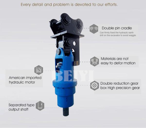 Photovoltaic engineering Hydraulic rock driill Long Spiral soil Drilling Augers , hydraulic ground hole drill earth auge