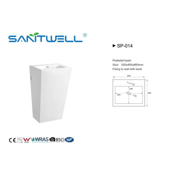 Rectangular China Supplier White Bathroom Ceramic Basin With Pedestal White Color Finish
