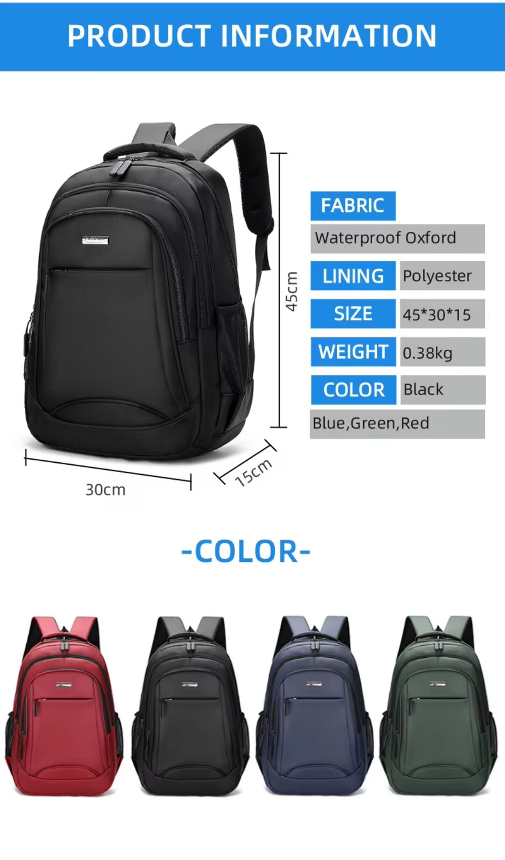 For Laudtec 17 Inch Nylon Laptop Backpack Customized Simple Office Man Travel Bag Waterproof and Shockproof Dnb62 Wholesale OEM/ODM/Private Label