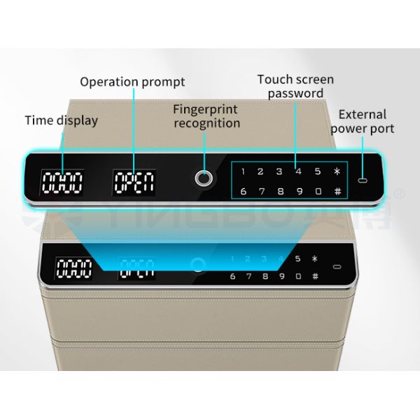 Double Layers Solid Steel Leather-Covered Jewelry Small Safe Box Biometric Recognition