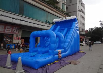 Summer Season Blue Commercial Inflatable Slides With Pool And Slip N Slide