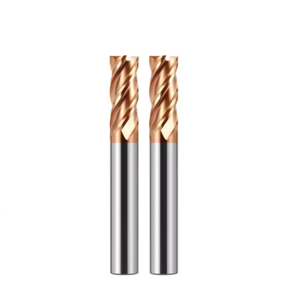 Square Solid Carbide End Mill HRC55 Degree Bronze Color Coating 4 Flutes