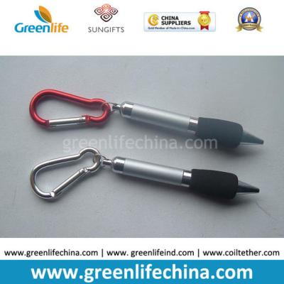Hight quality aluminum  carabiner hook links can print custom logo with different colors attach ballpen