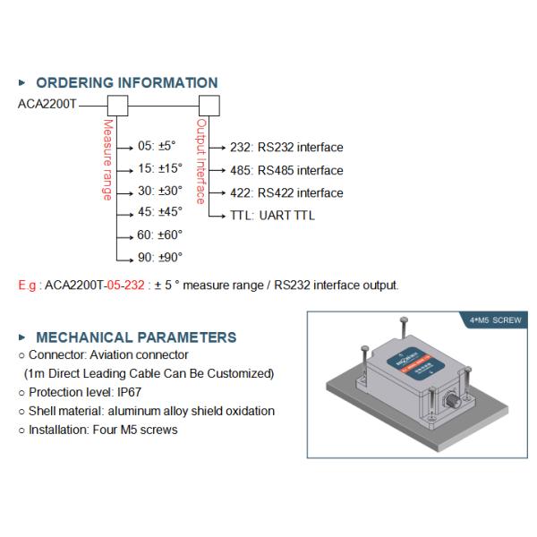 ACA2200T ANALOG SERVO INCLINOMETER WITH ULTRA-HIGH ACCURACY AND STRONG EMI RESISTANCE