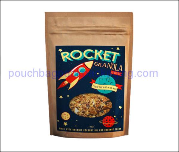 kraft paper pouch, paper doypack plastic, stand up pouch 120 x 160+40mm