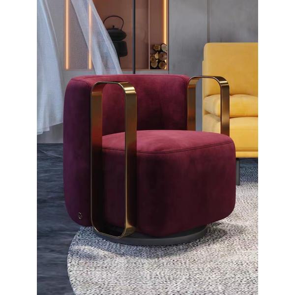 Costume luxuoso criativo fúcsia da poltrona de Sofa Chair Gold Stainless Steel de veludo