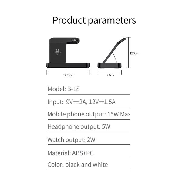 15W Fast Wireless Charging 3 1 For Stand Charger Station Holder Mobile Phone Watch Cell Phone Fold Thin Charger