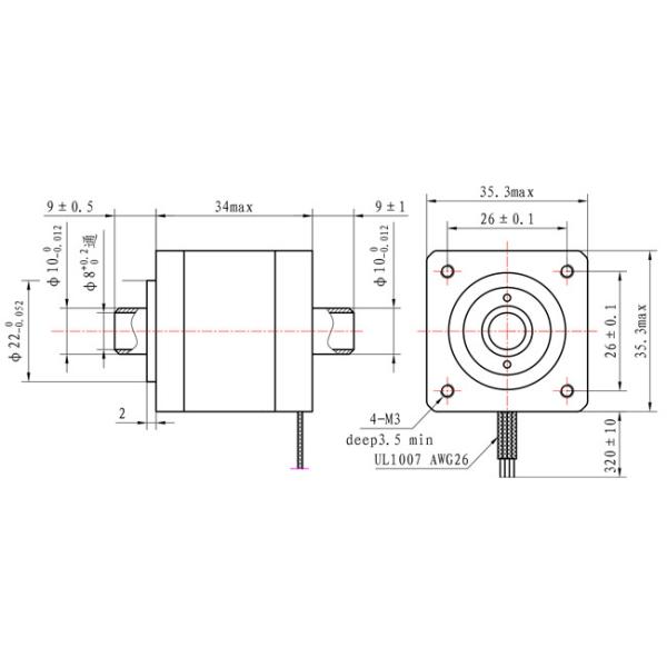 Участок тела 2 Nema 14 34mm Stepper мотора полого вала 1A 0.19N.M 1,8 Deg