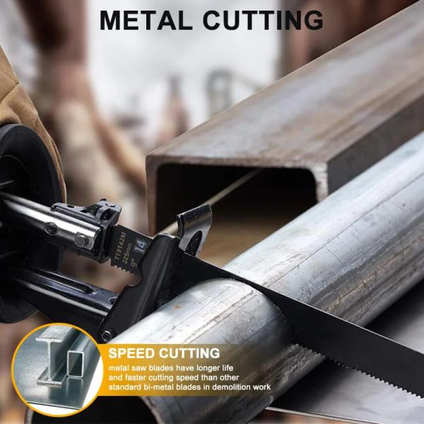 5 Pacotes 9 polegadas 14TPI Sawzall Blades Ferro fundido Bi-Metal Sabre Saw Blades Metal pesado cortando Reciprocamente Saw Blades