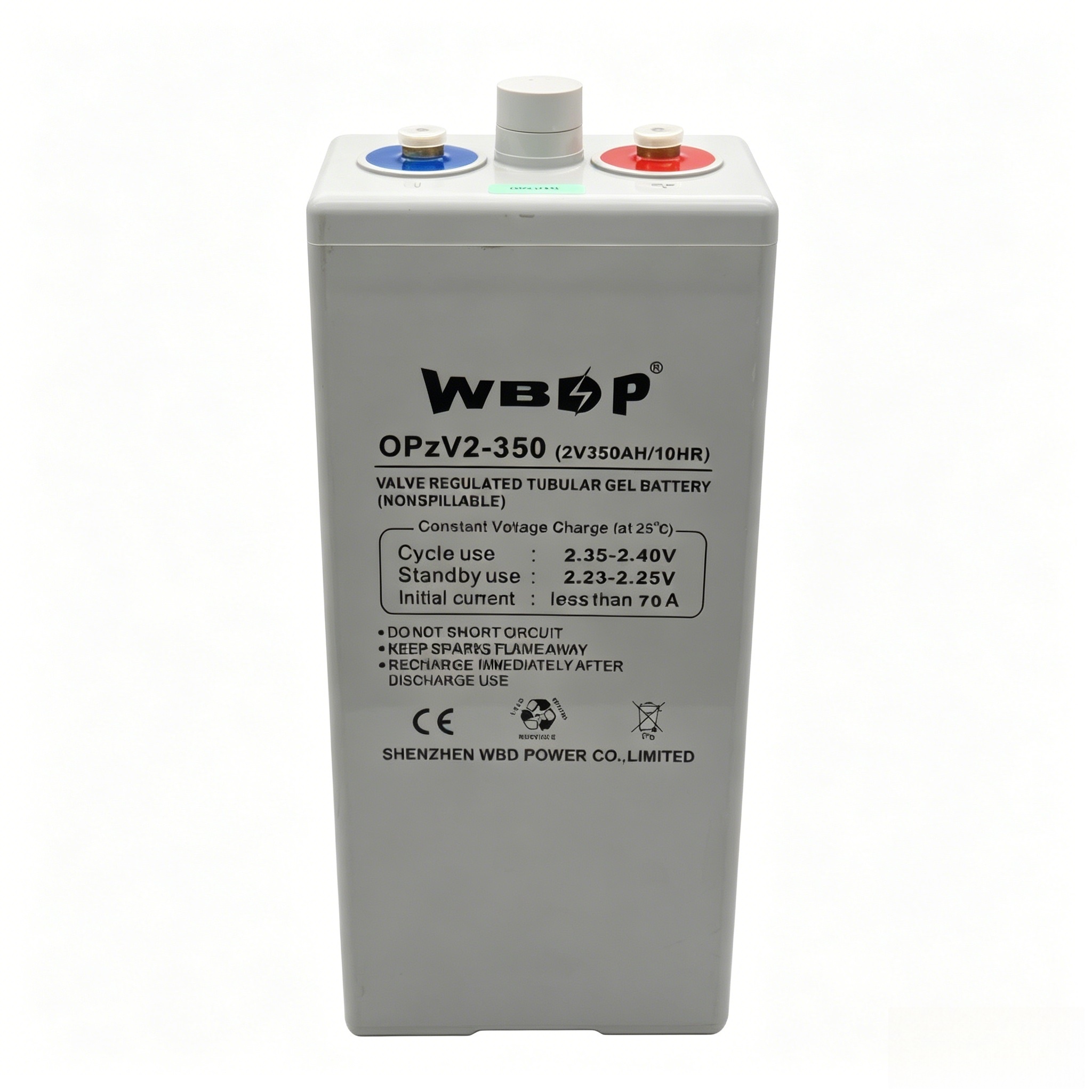 Rechargeable OPZV Battery 350AH 2V Deep Cycle Battery For Off Grid / Grid Tied Solar Systems