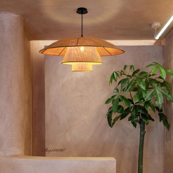 Vintage Rattan Lamp New Restaurant Pendant Lights Home Decor Dining Room Kitchen Loft Suspension lamp(WH-WP-73)