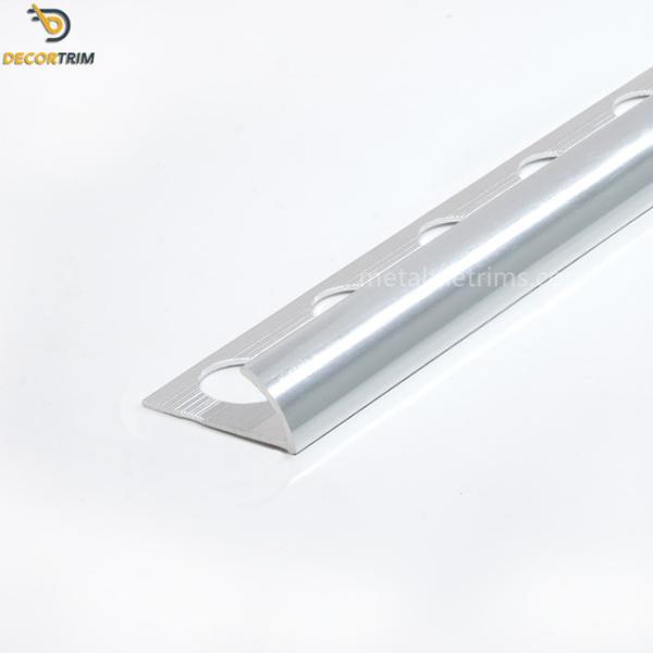 Quarter Round 6063 Aluminium Tile Trim Gloss Silver Color 2.5 Meters Length