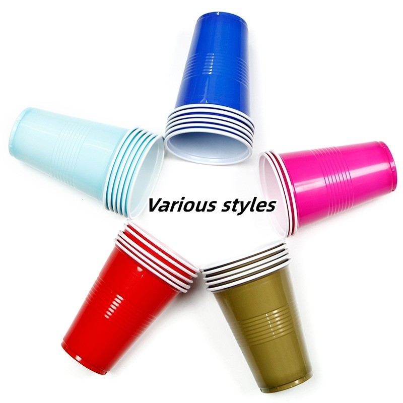 16oz Red Blue Varous Color PP Disposable Plastic Cup for OEM and Flexographic Printing