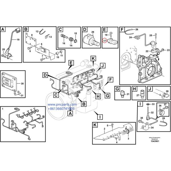 Датчик EC240B воздушного давления частей запасной части 0281002576 EC210B экскаватора VOE20524936