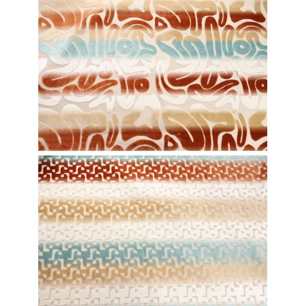 Gradient Geometric Jacquard Velvet with Color Stripes---Homelike