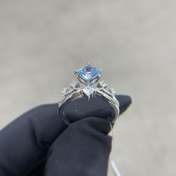 Igi Certificado 1.03ct Feminino Laboratório Crescido Anéis de Diamante Corte Princesa