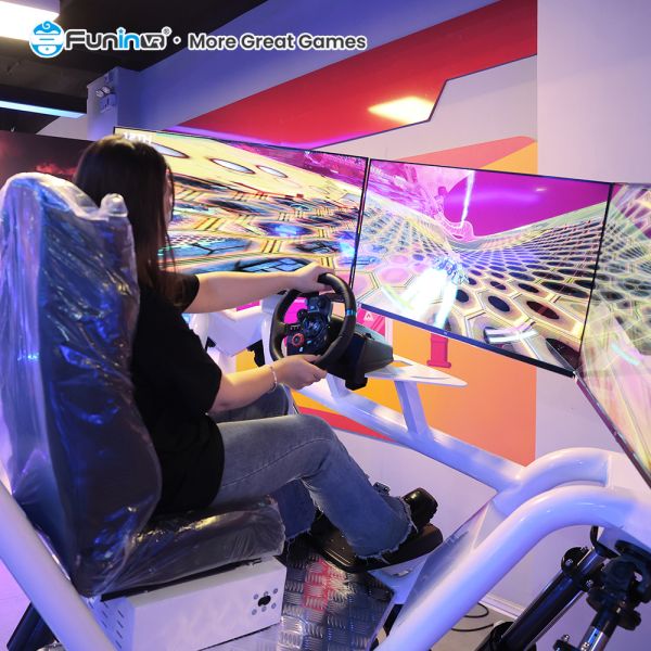 Funin VR Indoor 9D VR Amusement Park F1 Racing Car Simulator Three Screen Racing Car Driving Arcade Games Racing Simulator