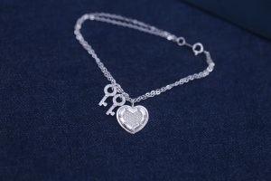 Personalized Charms Key Lock Heart Padlock Bracelet Gold Qixi Gift
