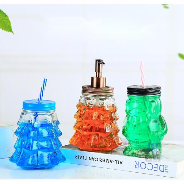 Wholesale 15oz creative personality Santa Claus shape 470ml glass mason jar