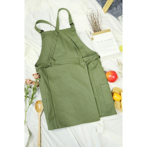 Green Garden Kitchen Cooking Apron For Men Women With Long Waist Strap